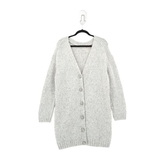 Ba&sh Women M Beyla Dress Gray Oversized Reversible Sweater Button Wool Knit NEW - Picture 8 of 11